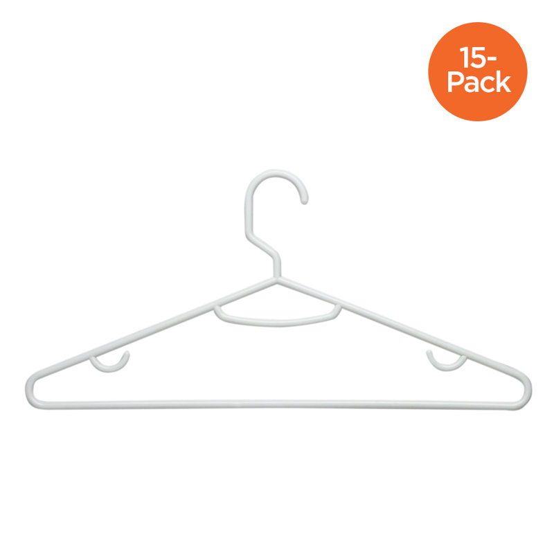 White Recycled Plastic Clothing Hanger with Accessory Hooks