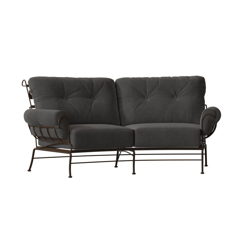 Terrace Outdoor 2 - Seat Loveseat, Chestnut Brown, Canvas Navy Sunbrella® Canvas