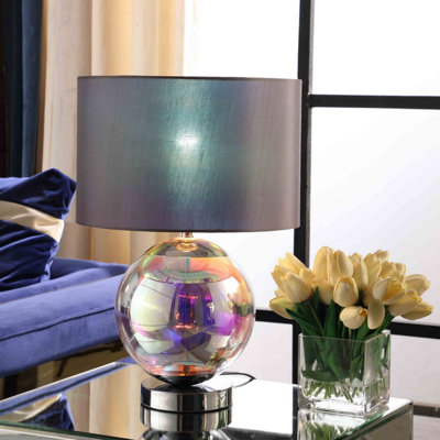 18.75-Inch Artie Orb Iridescent Chrome Table Lamp, Input Voltage: 120 V.60 Hz. Black Cord Measures 71" L, Table Lamp