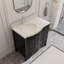 Meuble-lavabo simple 36 po avec plateau en pierre d'ingénierie, lavabo en céramique, peinture à la main Mandilyn-252214983
