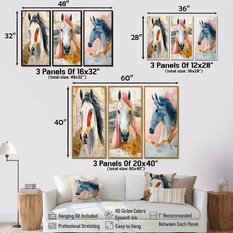 «Native Horse Freedom Unbridled I», collection d'art mural cheval, H 28 po x l 36 po, Impression encadrée flottante, Brun