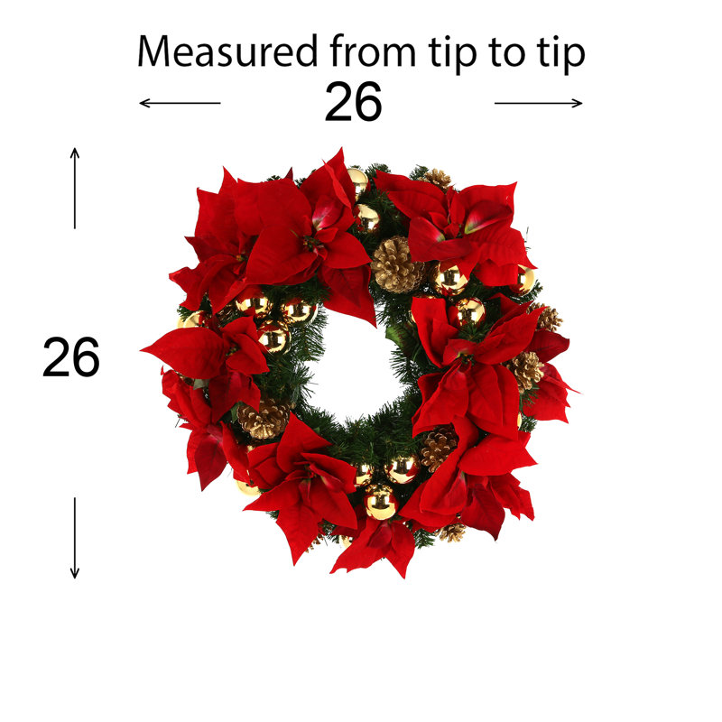 26" Holiday Poinsettia Wreath And 9' Garland