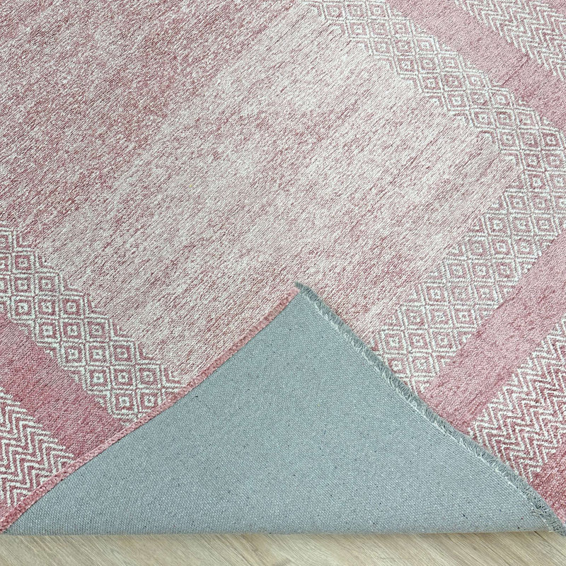 Tapis en coton tissé lavable mauve et lilas Alfa Rich Candelario, Rectangulaire 2 pi 6 po x 4 pi 9 po
