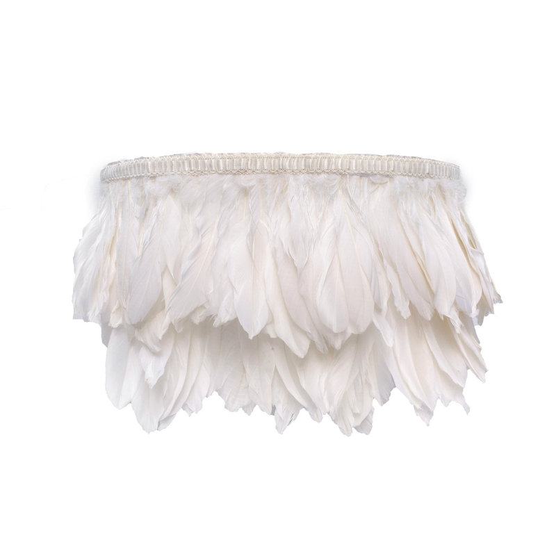 Feather Drum Lamp Shade, 9.84" H x 13.78" W x 13.78" D, White