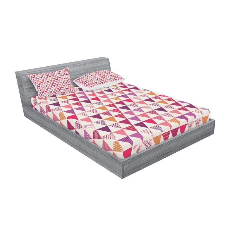 Microfiber Geometric Sheet Set, Queen Sheet Set with Fitted Sheet, Geometric