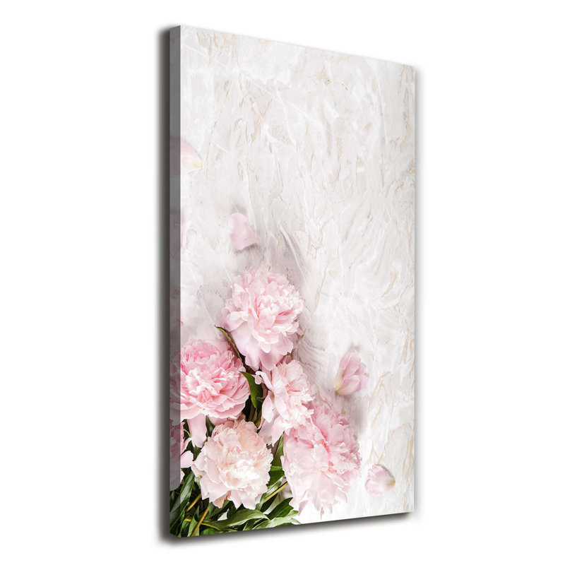 Marble Peonies - Wrapped Canvas Print