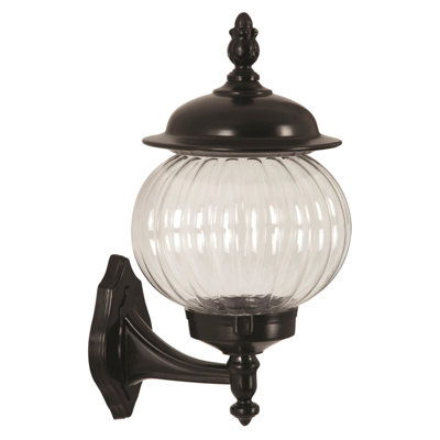 Lampe murale d'extérieur, corps en ABS noir, 16,5 po x 9,1 po | Capuchon en acrylique, douille E27 de 40 W maximum, indice d'étanchéité IP65 | Parfait pour les décors traditionnels et industriels, solution d'éclairage durable et élégante