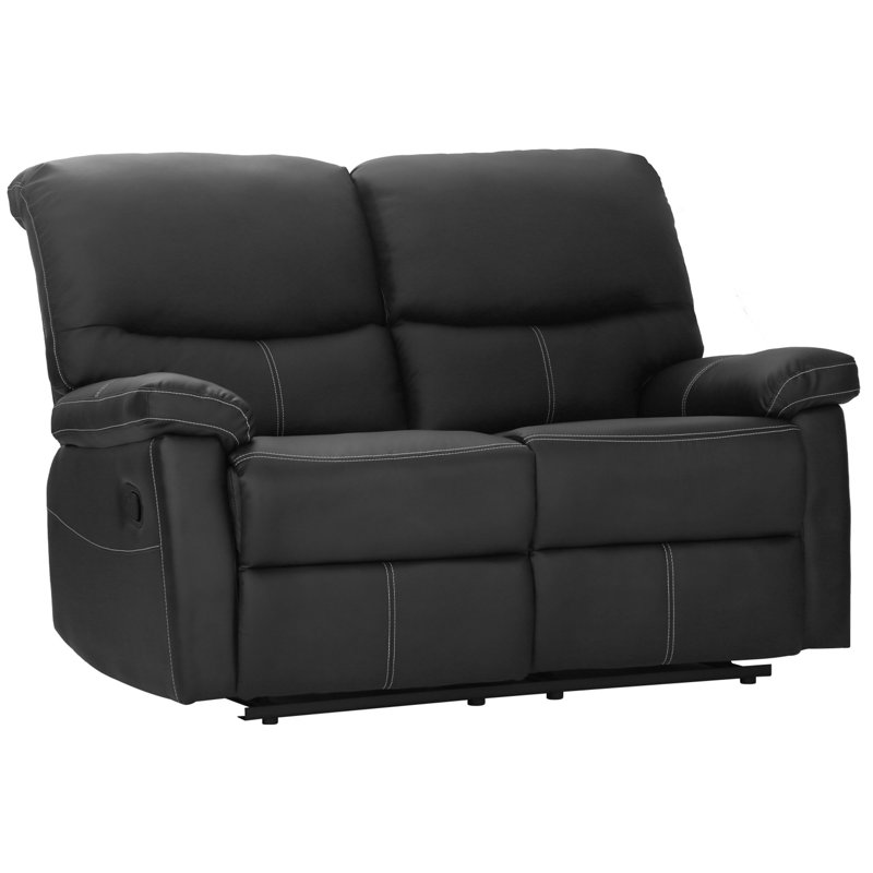 Nashika Faux Leather 54.3'' Reception Loveseat, Black