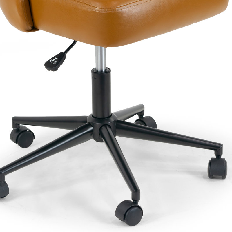 Chaise de bureau pivotante en similicuir brun clair