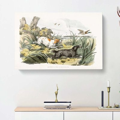 Dogs Chasing Ducks by Louis Renard - Wrapped Canvas