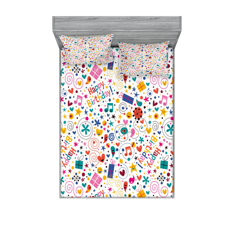 Multicolore ensemble de draps et taies décoratives Ambesonne, Ensemble de draps pour grand lit + 1 drap-housse +
