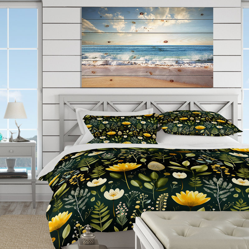 Botanical Bliss Boho Motif - Ensemble de housse de couette botanique - Microfibre de polyester