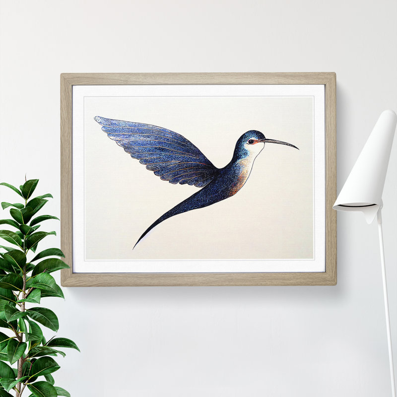 Swallow Bird - Single Picture Frame Print, 46cm H x 64cm W x 2cm D, Oak Framed