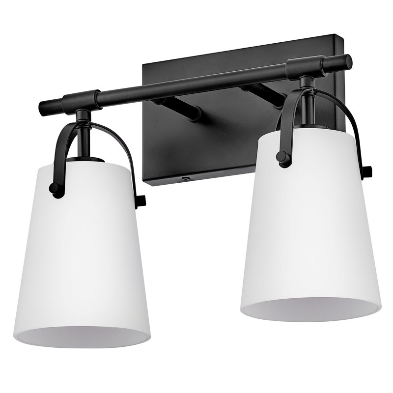 Foster Two Light Bath Vanity with Etched Opal Shades, Black