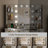 Guram Vanity Set Modern LED Makeup Desk with Mirror, Ten Light Bulbs & Desktop Dazzle Light Adjustable Brightness, 7 Drawers & Stool, Usb Power Outlet-762119315-740149962