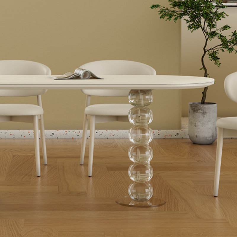 Table de salle à manger moderne, innovante et esthétique, H 29,52 po x L 62,99 po x l 31,49 po, Transparent/blanc