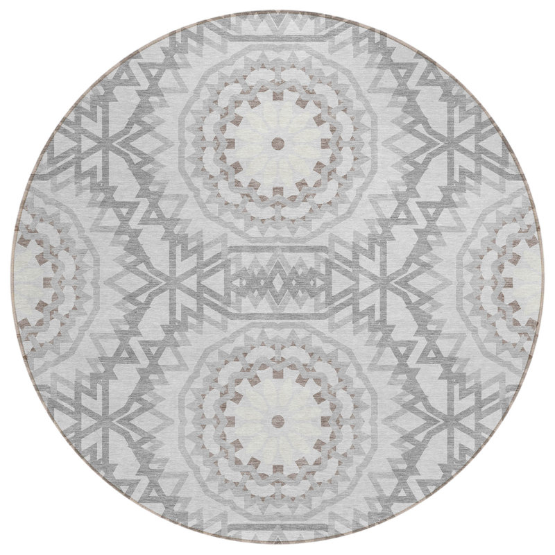 Tapis intérieur / extérieur en polyester tissé à la machine Kawon, Rond 8 pi