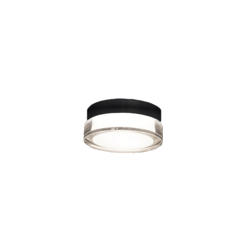 Pi Modern Black Aluminum LED Outdoor Flush Mount, 6.25"x2.5"