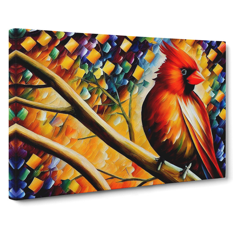 Cardinal Bird Painting Vol.4 - Wrapped Canvas, 50cm H x 76cm W x 3cm D