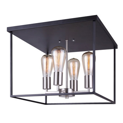 Plafonnier encastré carré 15,75" 4 lumières lustre style Guevara
