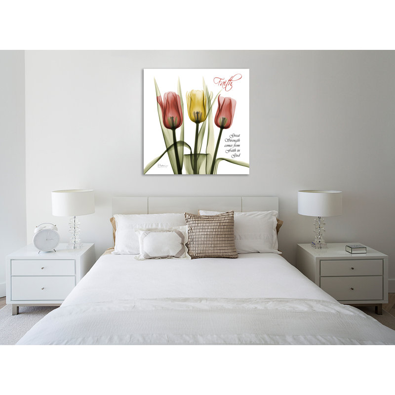 «Faith Tulips», toile tendue par Albert Koetsier, H 24 po x l 24 po x P 1,5 po