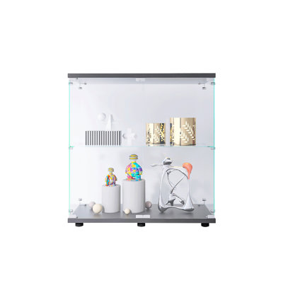 2-Layer Glass Display Cabinet With 2 Doors