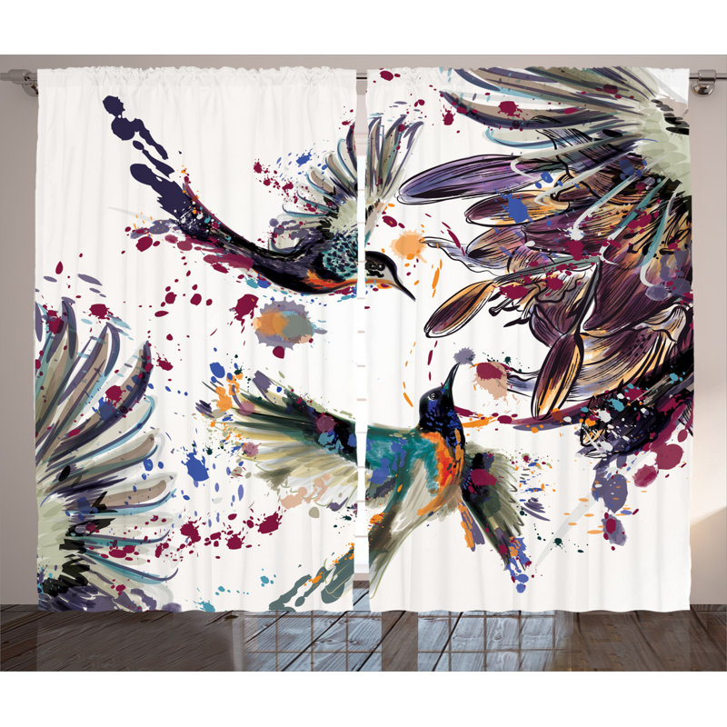 Hummingbird Semi-Sheer Rod Pocket Curtain Panels, 54" x 108"