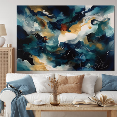 Mouvement artistique bleu et blanc - impression sur toile géométrique moderne
