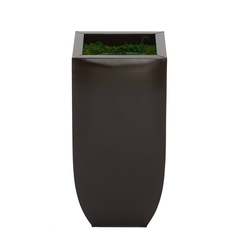 Ashana Metal Pot Planter, Gloss Brown