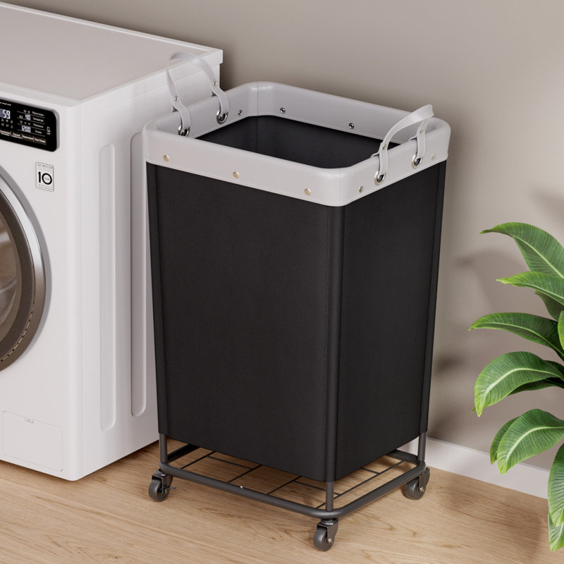 165l Laundry Basket With Wheels, Large Heavy Duty Commercial Rolling Laundry Hamper With Handles, Tall Steel Frame Laundry Cart For Laundry Room Bedroom Hotel Home Dorm