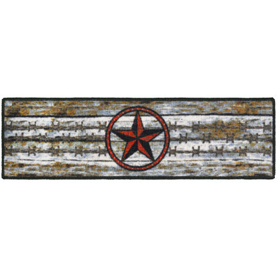 Tapis d'escalier lavable 9 x 30 Cozy Cabin Barn Star