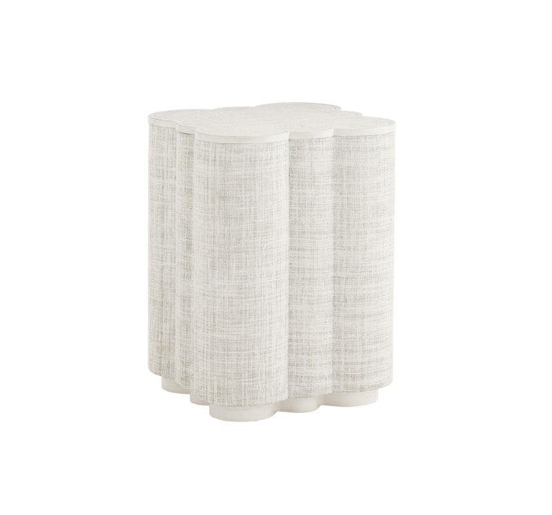 Spar Point 18'' White Raffia Chairside Table with Quadrefoil Shape