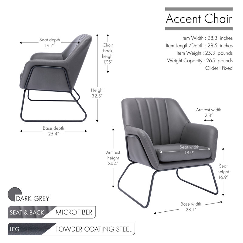 Daveonte Upholstered Armchair, Dark Gray Microfiber/Microsuede