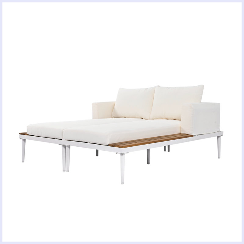 Ensemble de conversation avec coussins Cherron, Blanc, Blanc