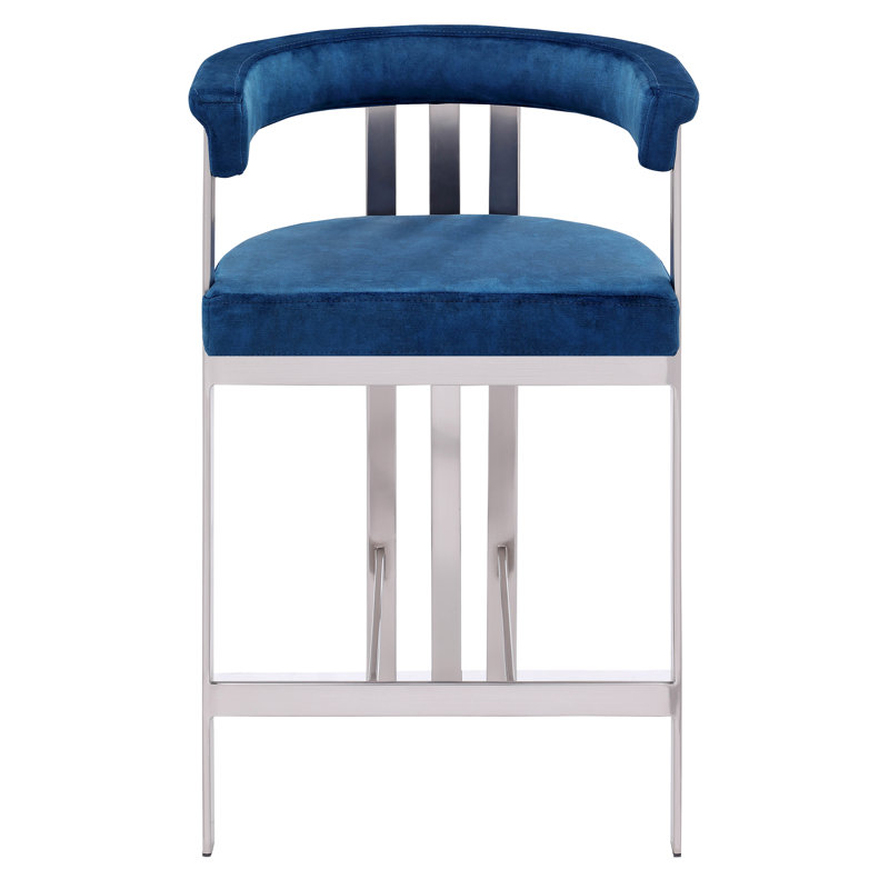 Tabouret de comptoir court 26 po Marcello, Velours marine