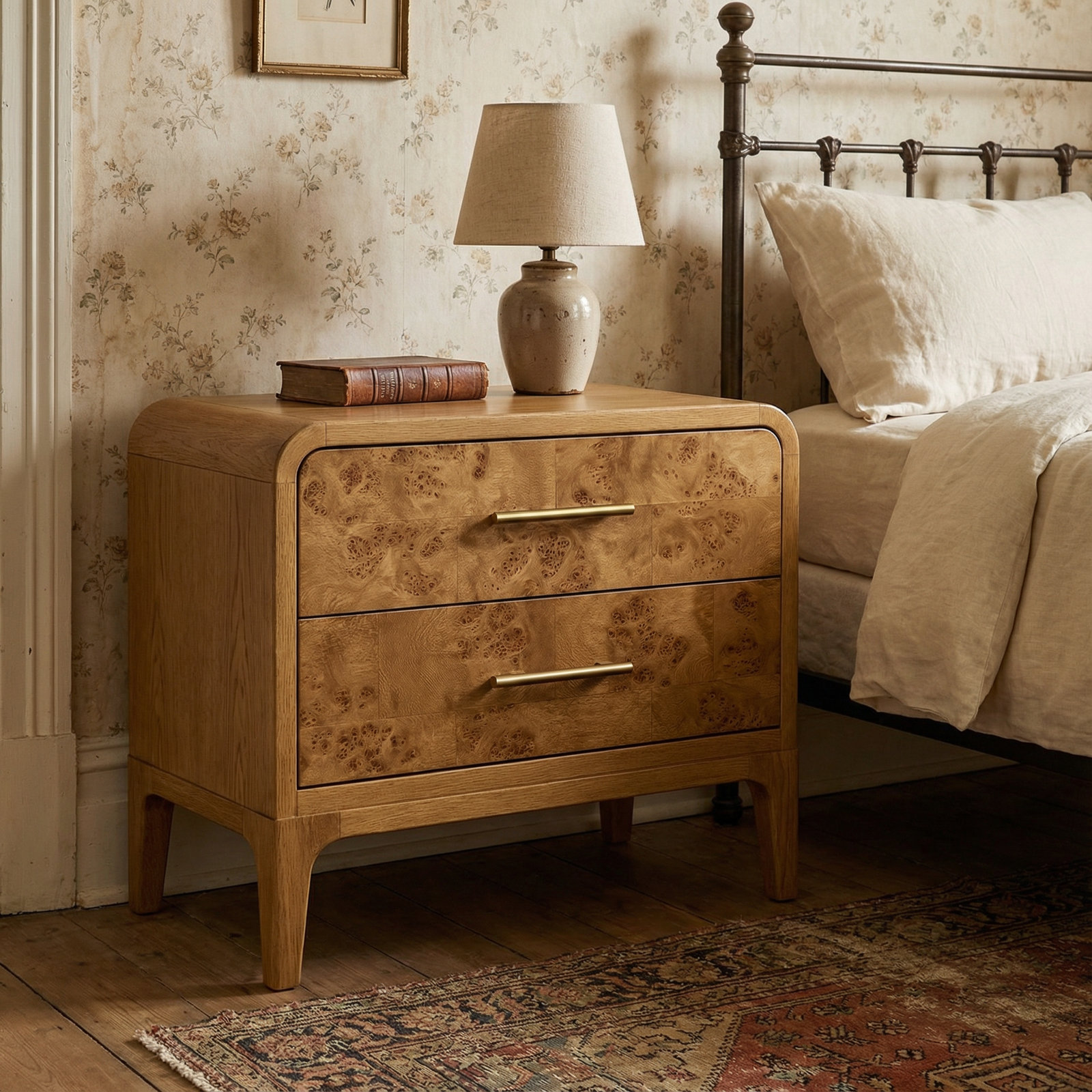 Sixto Burl Wood Nightstand
