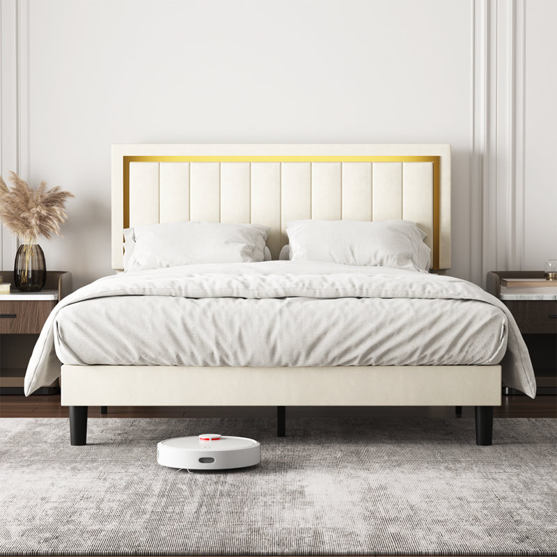 Lit plateforme tapissier Rosela, Grand
