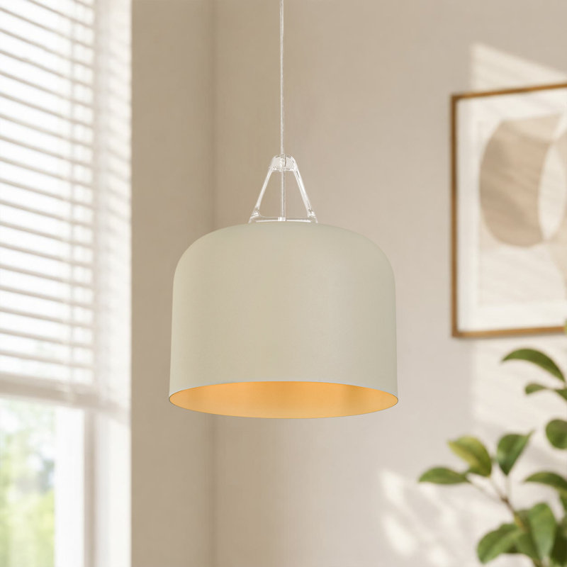 1-Light Simple Design Drum Pendant Light with Adjustable Height 
