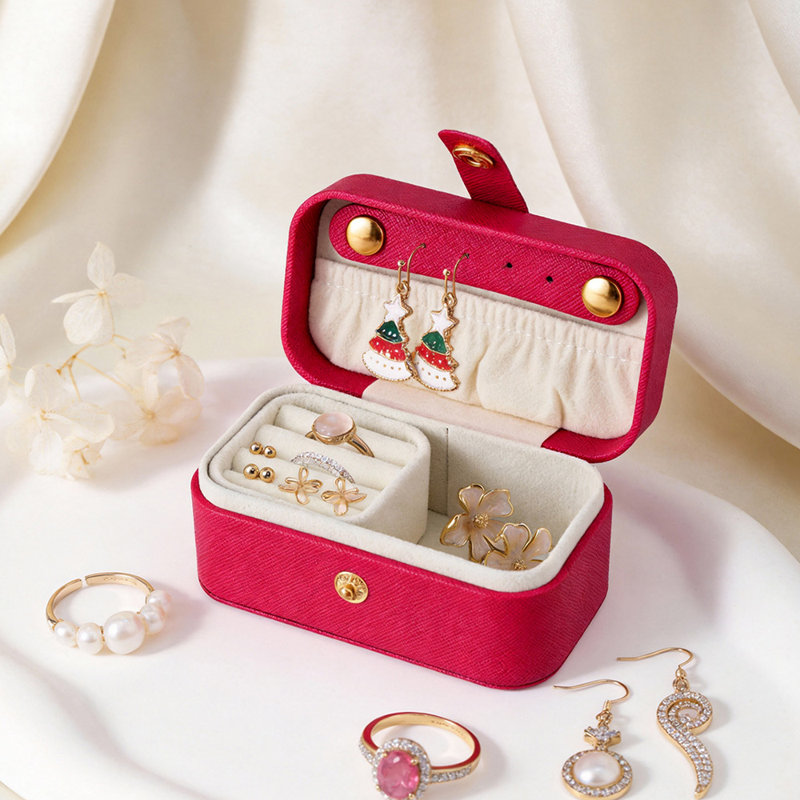 Jewellery Box + Dividers, Rose Red