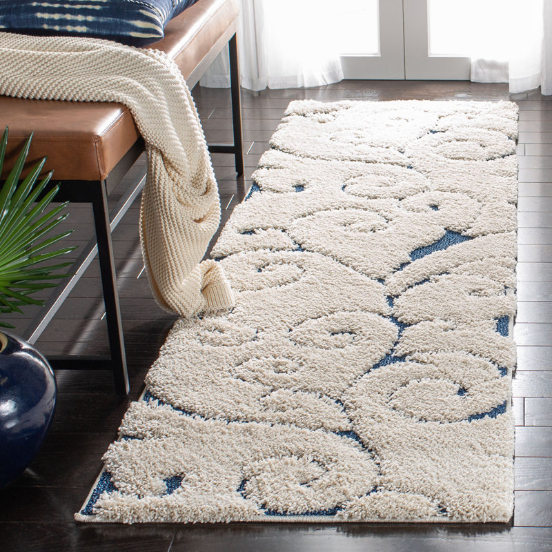 Benedetti Hooked Rug, Runner 69 x 213 cm, Cream/Blue