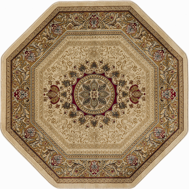 Tapis oriental ivoire / beige Clarence, Octogone 5 pi 3 po