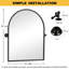 Arched Metal Framed Pivot Wall Mirror Bathroom Mirror Dresser Mirror, 91×61 cm/80×60 cm-60266035-60266038