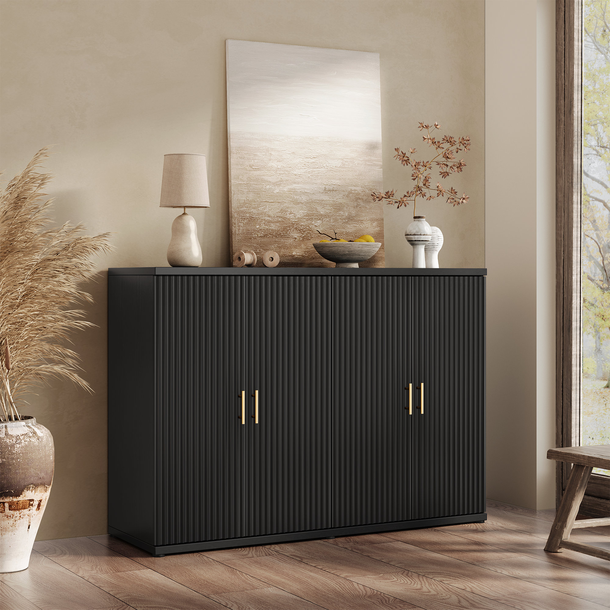 Ebern Designs Modern Minimalist Style 47.3‘’ Wide Fluted Panel Sideboard & Reviews | Wayfair
