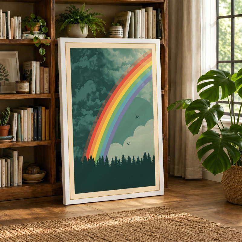 Rainbow After Storm Retro - Wrapped Canvas, 24x16 - 61.0 x 40.6 cm, Cream Border