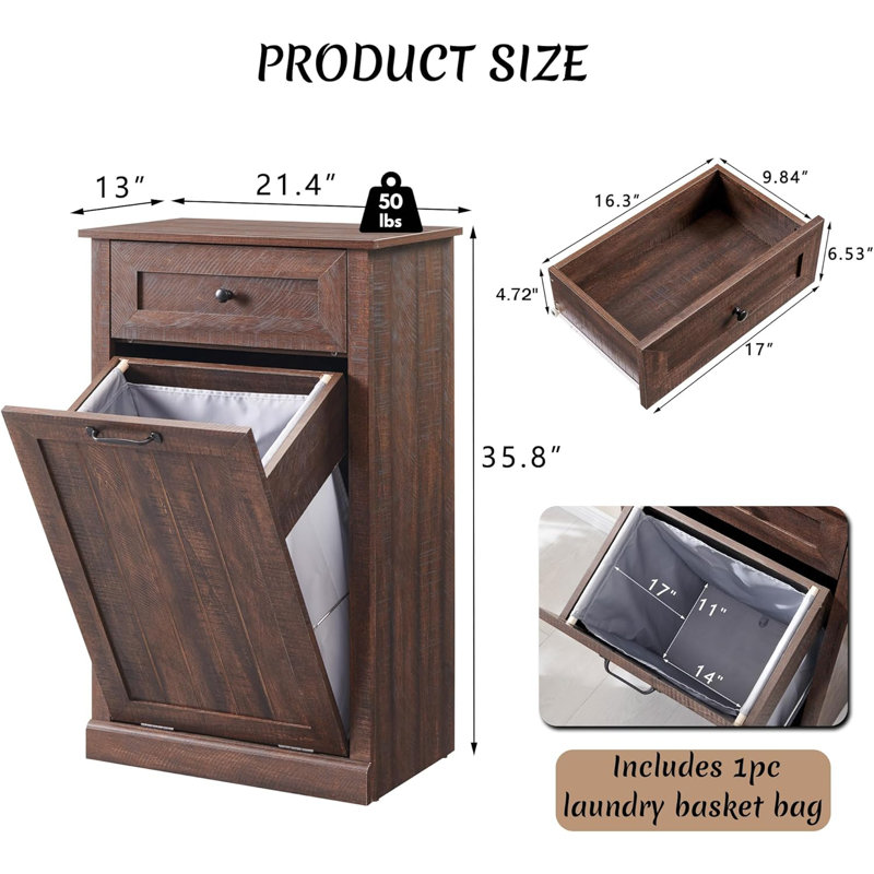 Tilted Laundry Basket Cabinet