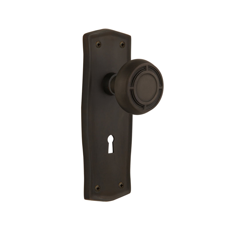 Prairie Plate with Decorative Keyhole and Mission Door Knob, 2-3/4”, Oil-Rubbed Bronze