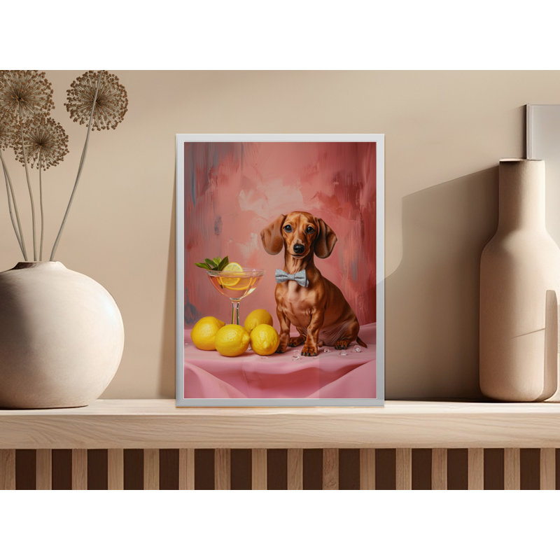 Dachshund Wall Art, Dog Print, Animal Art, Cocktail Art, Funny Dog Art, Dachshund Gift, Home Decor, Framed Wall Art, Multiple Sizes