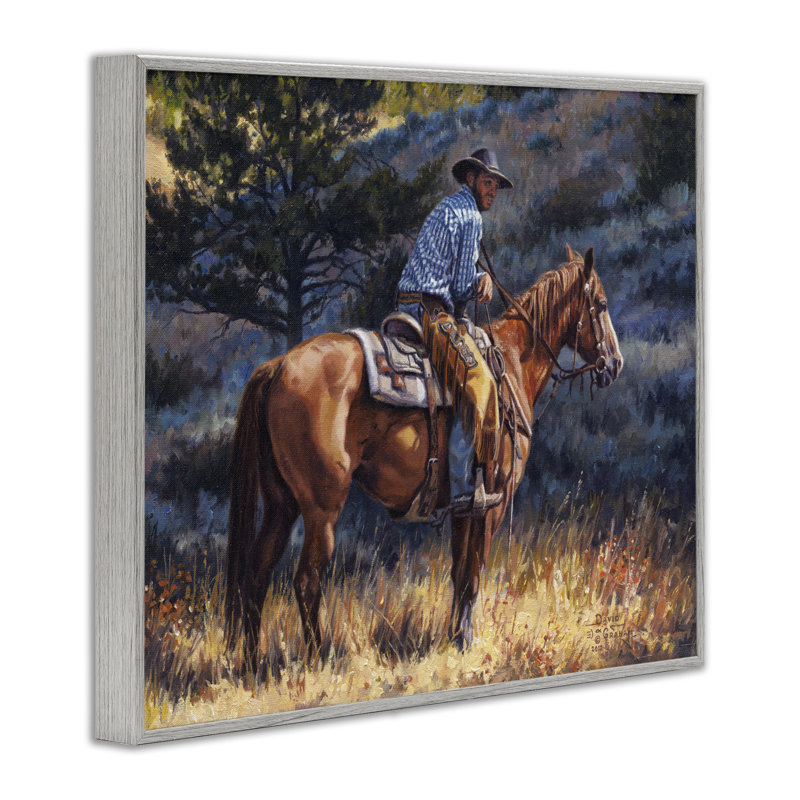 «Early Start Cowboy», art de la giclée encadrée par David Graham, H 11 po x l 14 po, Estampe numérique Farmhouse