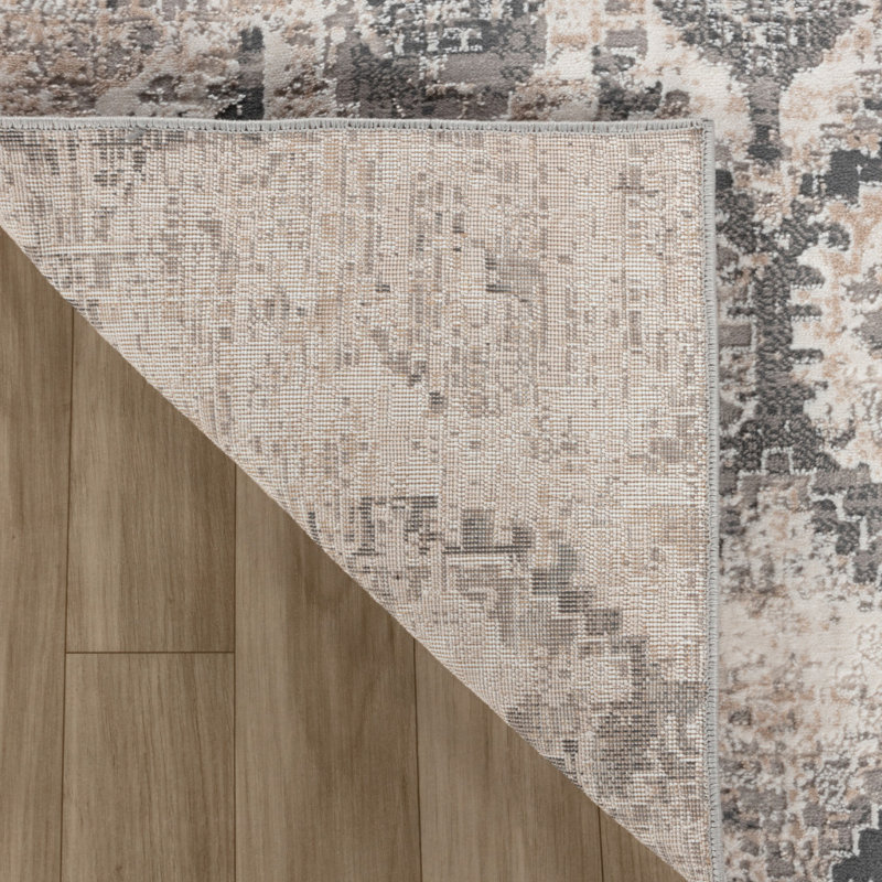 Tapis abstrait délavé beige et gris 5 pi x 8 pi