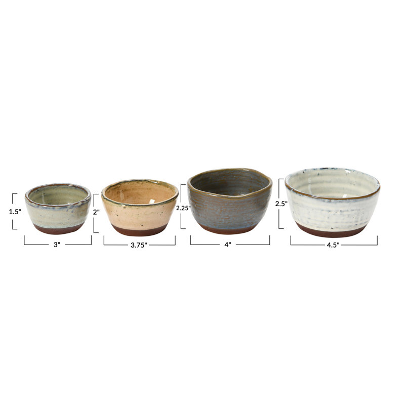 Stoneware Bowls With Reactive Glaze Finish, Set Of 4